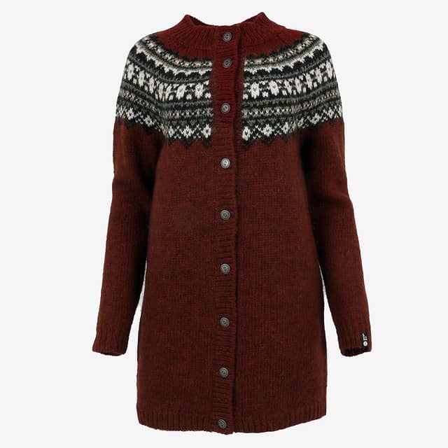  Fróðný isländischer langer Wollpullover 